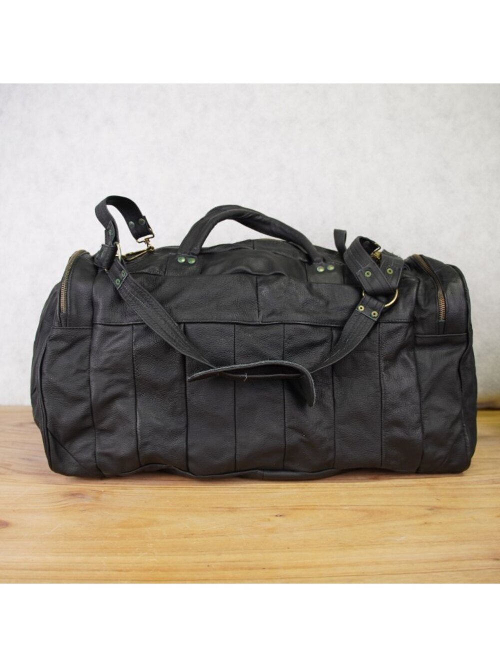 Vintage Genuine Leather Duffel Bag Patchwork 21"x11"x11" Travel Mexican Made - Picture 3 of 14